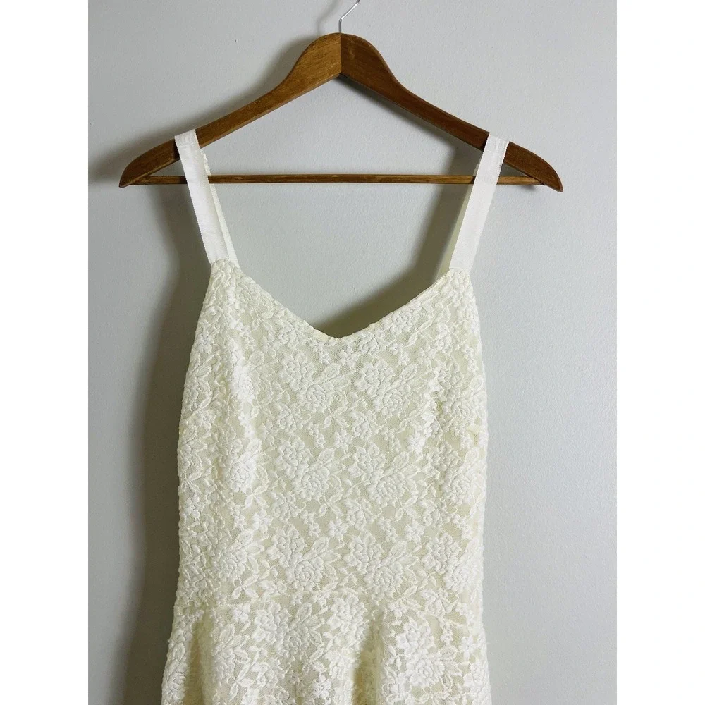 Free People Cream Lace Metallic Ombré Fit And Flare Dress. Large.‎ Bridal.